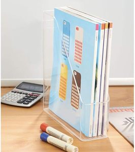 Caja organizadora de almacenamiento de carpetas de archivos acrílicos resistentes, caja contenedora de archivos acrílicos modernos con decoración de asa para escritorio - Product Image 2
