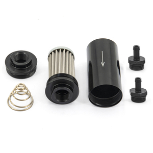 Filtro carburante in alluminio OD 2 pollici per sistema di alimentazione E85 con elemento in acciaio da 100 micron AN6 AN8 AN10 9MM raccordi adattatori - Product Image 1