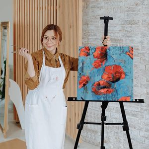 Hiển thị giá vẽ đứng, Giá vẽ kim loại có thể điều chỉnh nghệ thuật để vẽ tranh cho mặt bàn/sơn sàn, hiển thị - Product Image 4