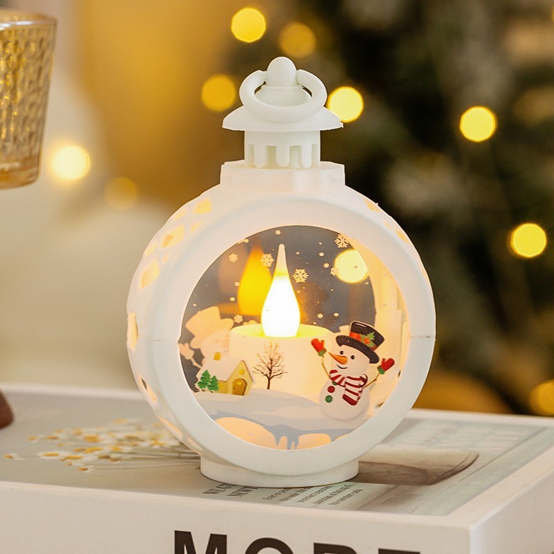 Round Lantern - White Snowman