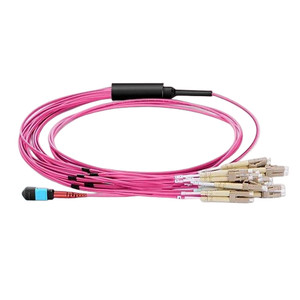 30m 98ft <strong>MTP</strong> Hybrid <strong>Trunk</strong> Cable <strong>MTP</strong>-12 UPC Female to 6 LC UPC Duplex 12 Fibers Multimode OM4 Type B Double Jacket Magenta - Product Image 3