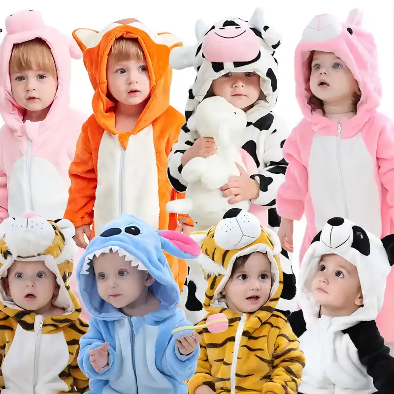 Baby Animal Cosplay pigiama ragazzo e ragazza inverno flanella pagliaccetto abiti bambino Kigurumi tutina animale tuta vestiti infantili