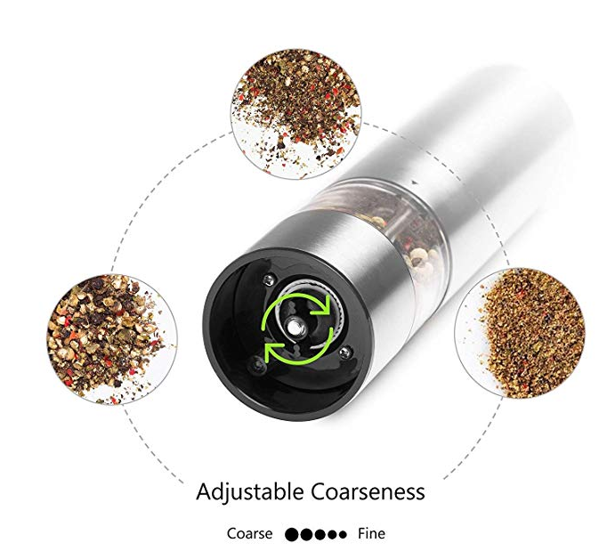 Amazon hot selling Electric Salt and Pepper Grinder Set battery Stainless Steel Salt Pepper Mill