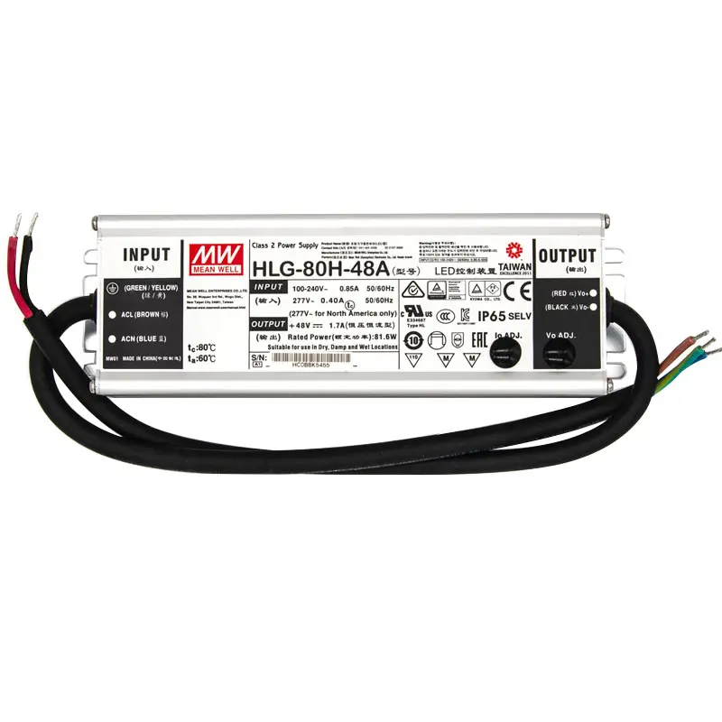 80W Constant Voltage Constant Current LED Driver HLG-80H-48A Mean Well Power Supply