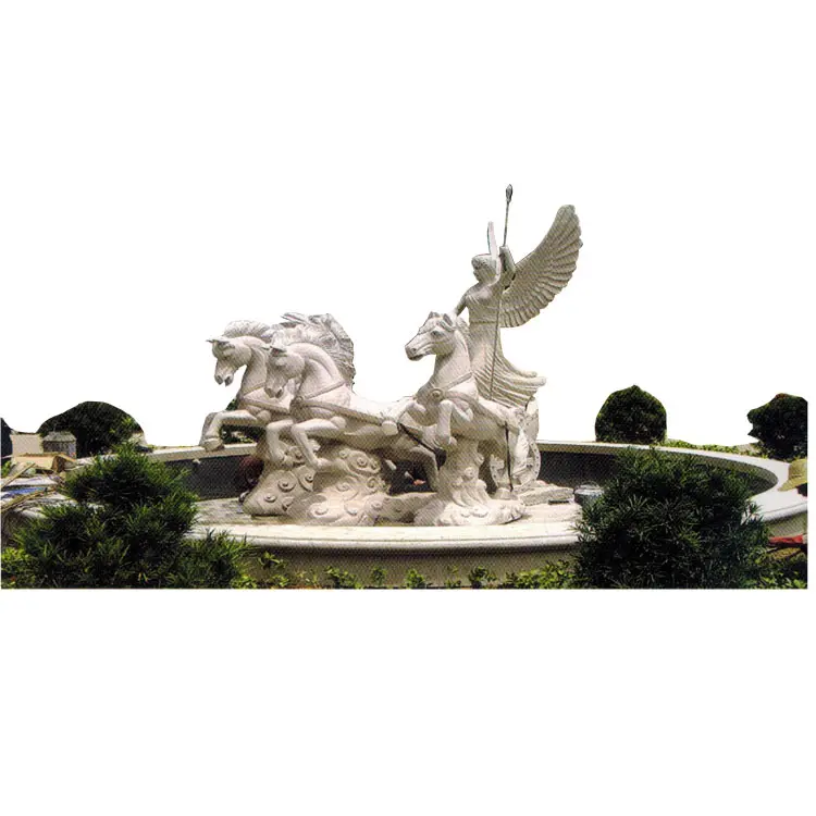 Asas de jardim mulher nude sexo, feminino, com saltos, corrida, branco, granito, pedra, esculpida, estatuas de cavalo