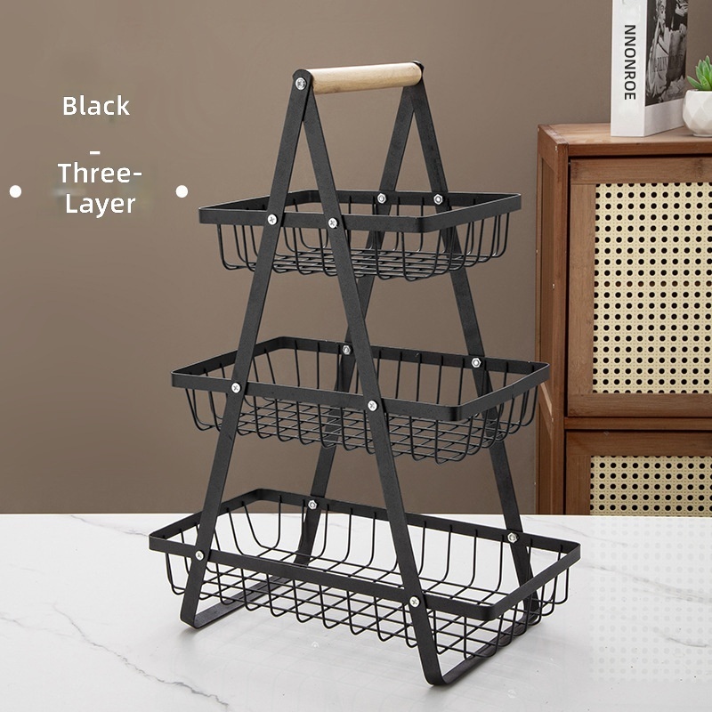 Panier de rangement noir à trois niveaux