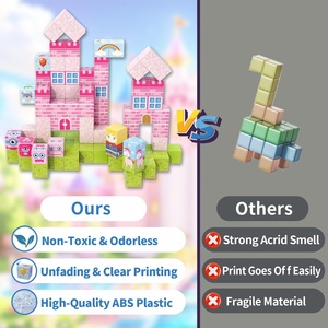 Lâu Đài Màu Hồng Xây Dựng Khối Đồ Chơi Trẻ Em Từ <span class=keywords><strong>Playhouse</strong></span> Gạch Giải Nén Xếp Chồng Khối Giáo Dục Montessori Gốc Tự Làm Đồ Chơi - Product Image 4