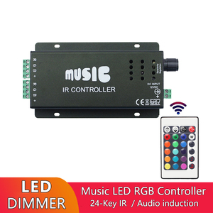 KTV светодиодный музыкальный контроллер DC 12V 24V 12A 2 Way RGB Colour PWM сигнал Диммер встроенный регулируемый Аудио Микрофон добавить ИК 24 клавиши пульт дистанционного управления - Product Image 2