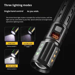 Đèn pin cầm tay nhựa di động, màn hình kỹ thuật số thông minh, đèn LED huỳnh quang trắng tùy chỉnh, độ sáng cao, tầm xa - Product Image 3