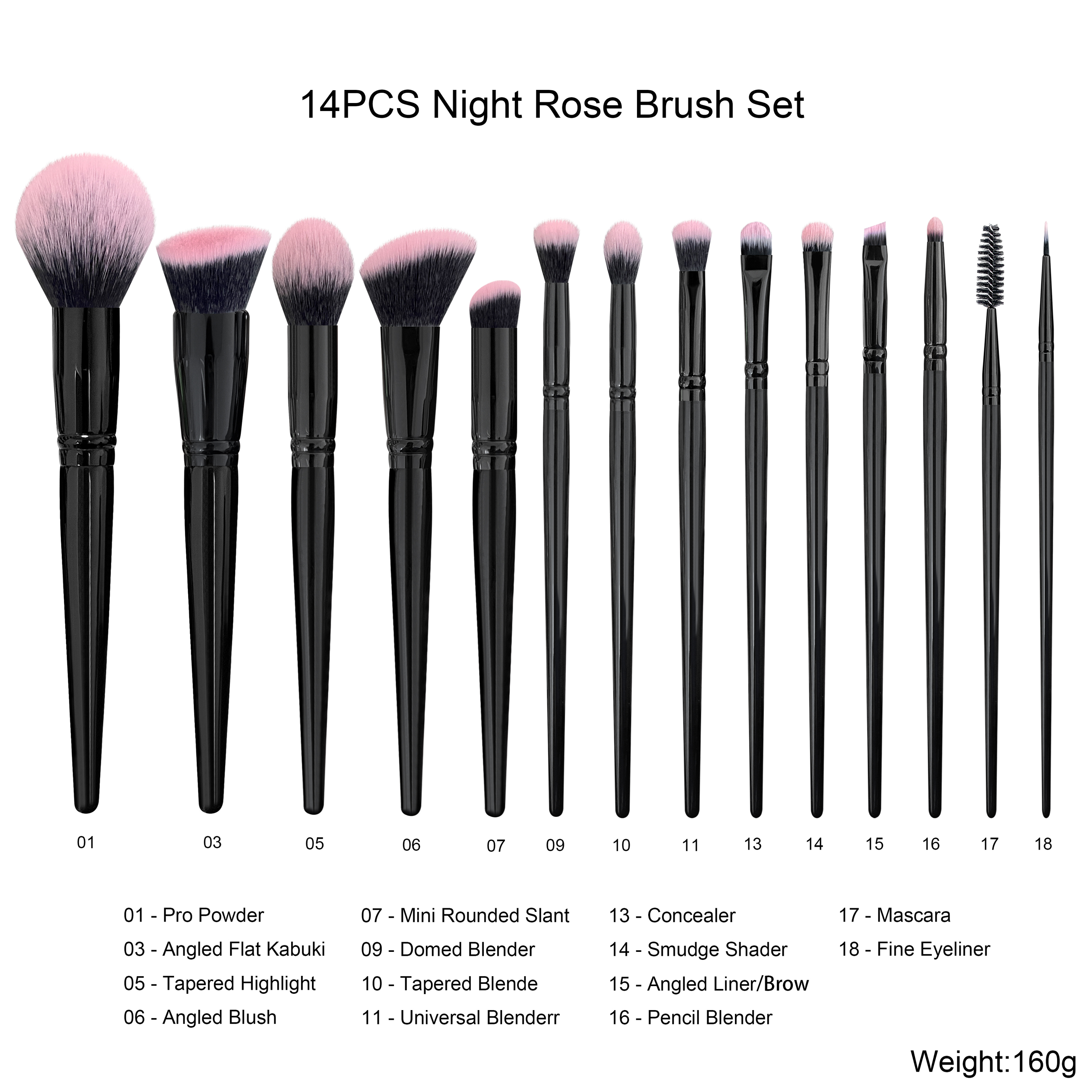 14pcs Night rose brush set