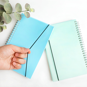 <strong>Custom</strong> Green Spiral <strong>Notebook</strong> Journal A5 PU PVC Plastic Cover with <strong>Elastic</strong> Closure <strong>Strap</strong> Inside Grid Paper Notepad for Writing - Product Image 6
