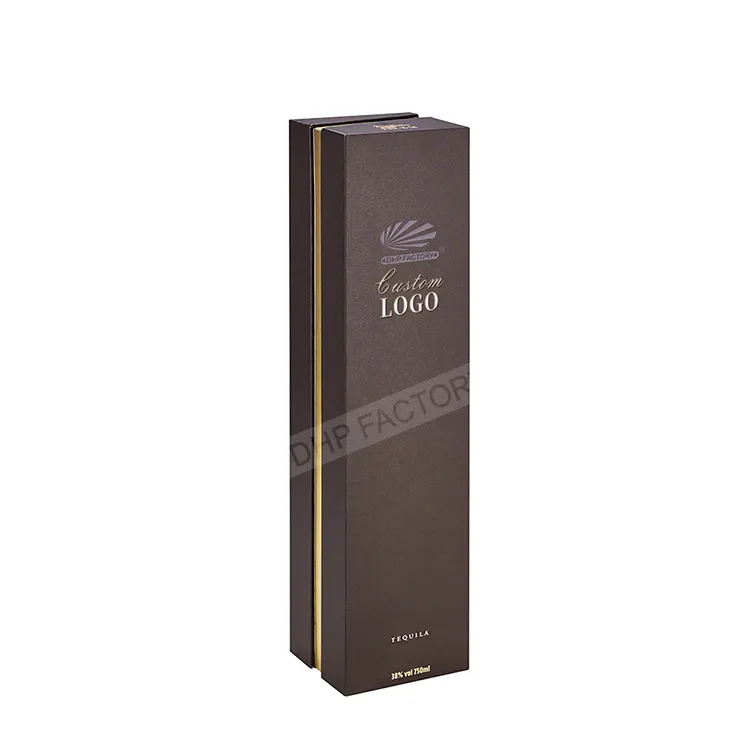 Design di lusso con logo personalizzato scatola per bottiglie di vino marrone imballaggio scatole di spedizione in carta regalo per bottiglia singola per bicchieri da vino rosso