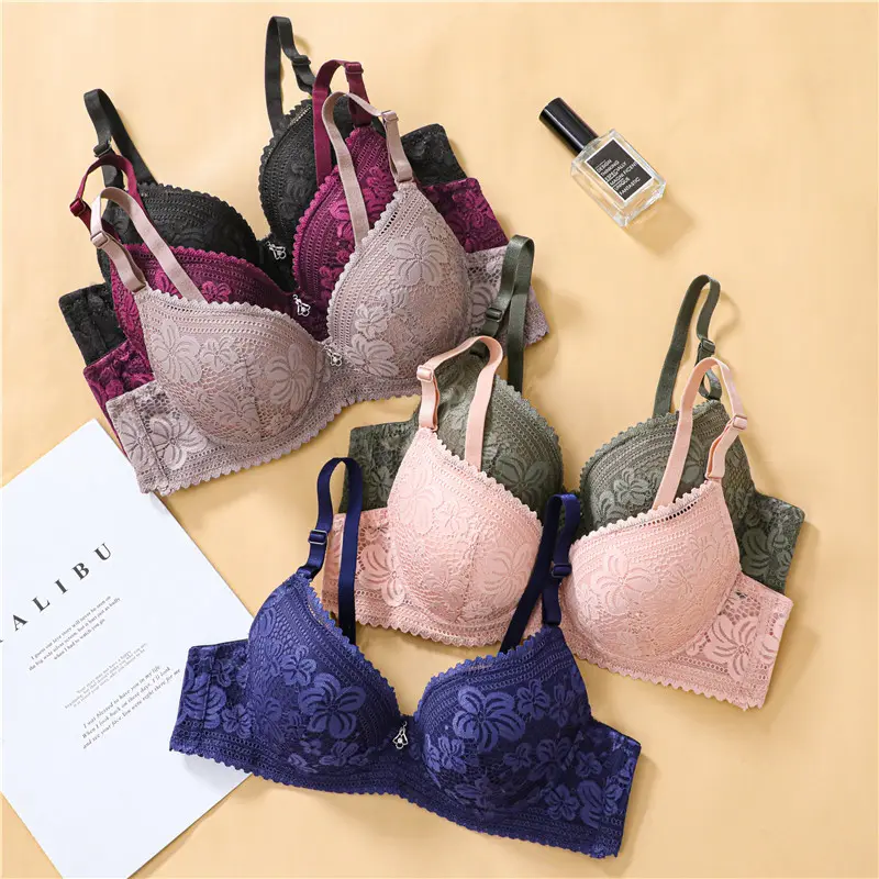 Wholesale Daily Comfort Wireless Support Bra Beautiful Lace Embroidery High Quality Cotton Bra For Women