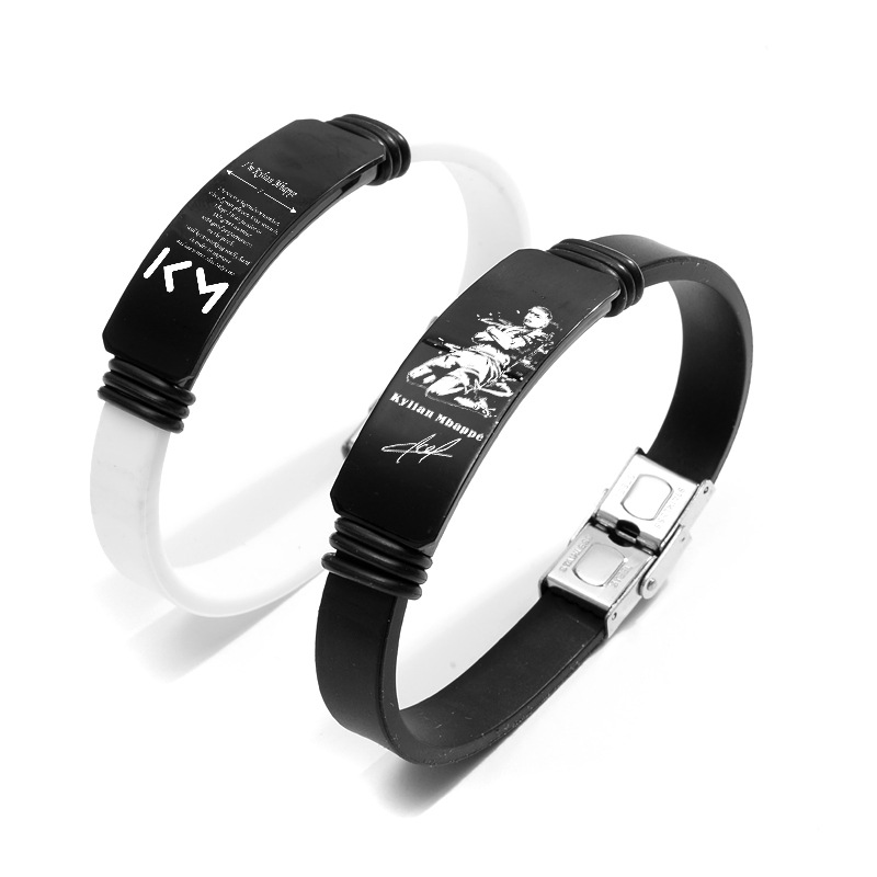 Bracelet plaqué (Mbappe) noir et blanc sertie