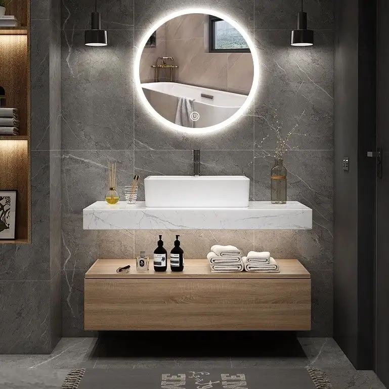 Armoire de salle de bain moderne métallique étanche en acier inoxydable