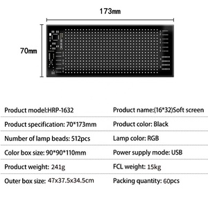 หน้าจอ LED แบบยืดหยุ่น16*32 RGB ขนาดใหญ่แบบ DIY รถบรรทุกหน้าต่างรถยนต์ขนาด173ซม. 5V ควบคุมรูปแบบการโฆษณาโลโก้สภาพใหม่ - Product Image 3