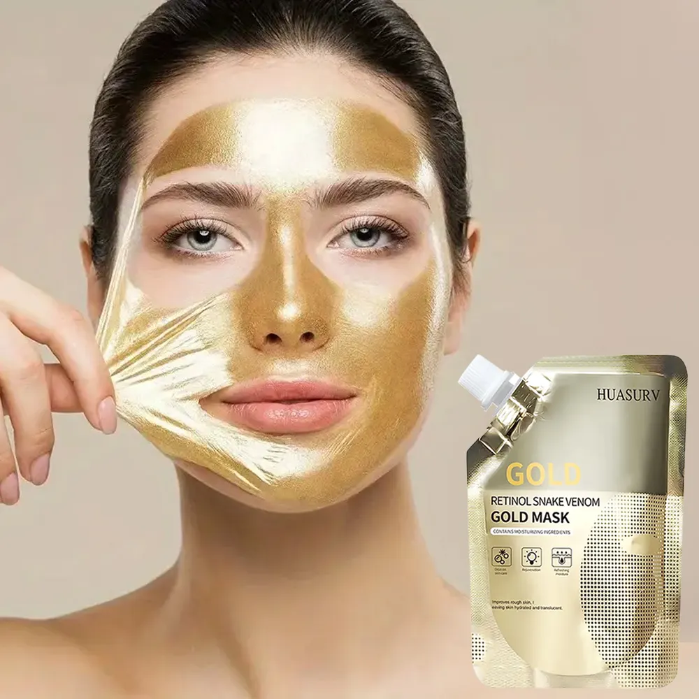 Mascarilla facial hidratante al por mayor, mascarilla facial de oro con veneno de serpiente retinol para el cuidado de la piel, mascarilla facial exfoliante de lágrimas