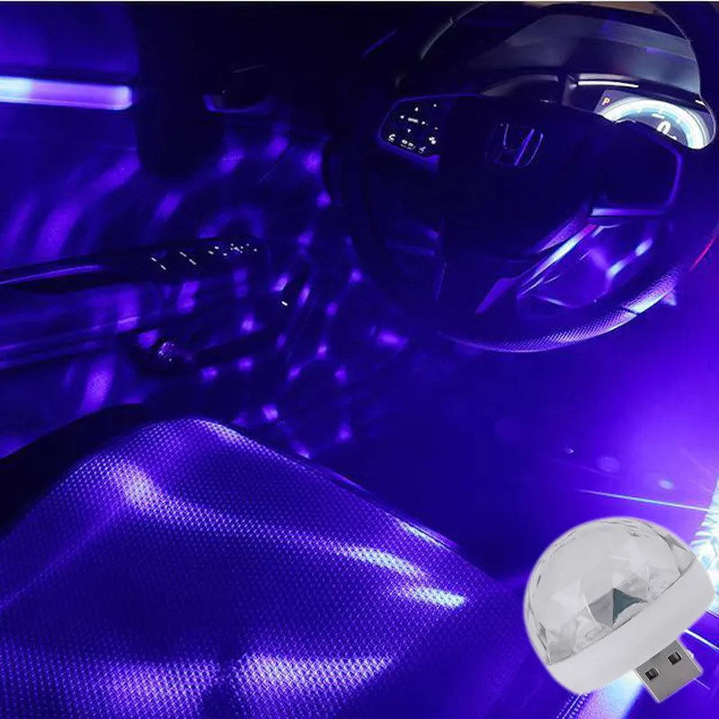 ภายในรถที่มีสีสันเมจิกบอลโคมไฟดีเจดิสโก้มินิแสง Usb Led ไฟบรรยากาศรถ