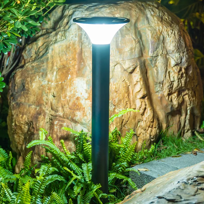 Lámpara de jardín solar con sensor de luz inteligente redonda impermeable para exteriores de fabricante chino