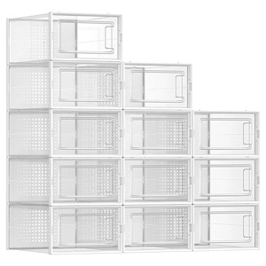 Caja de almacenamiento de zapatos, almacenamiento transparente, pantalla de zapatillas, caja de zapatos de plástico transparente plegable apilable - Product Image 1