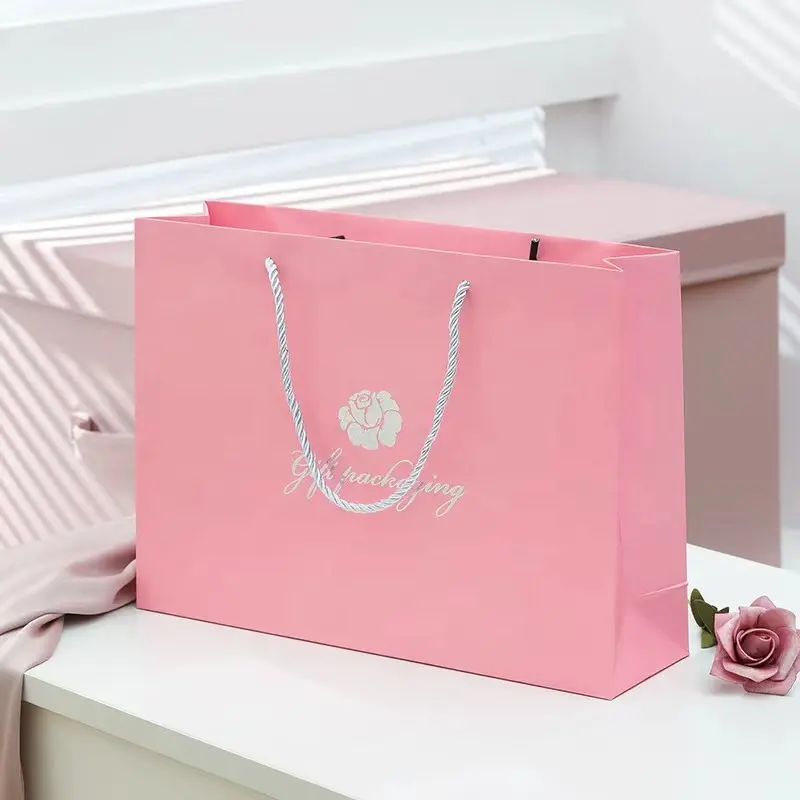 Bán buôn túi giấy thiết kế hoa bó hoa đồng bằng hộp quà tặng túi bao bì Valentine tăng đồ trang sức hộp quà tặng với Túi Quà Tặng