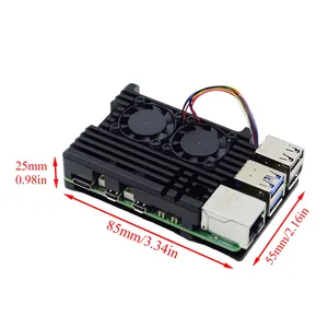 Raspberry Pi Case Carcasa de aleación de aluminio Caja protectora de refrigeración con 2 ventiladores PWM para Raspberry Pi 5 - Product Image 3