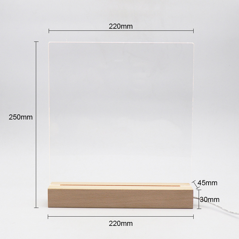 Bois-Rectangle-220x45x30mm + Acrylique : 220x220x5mm