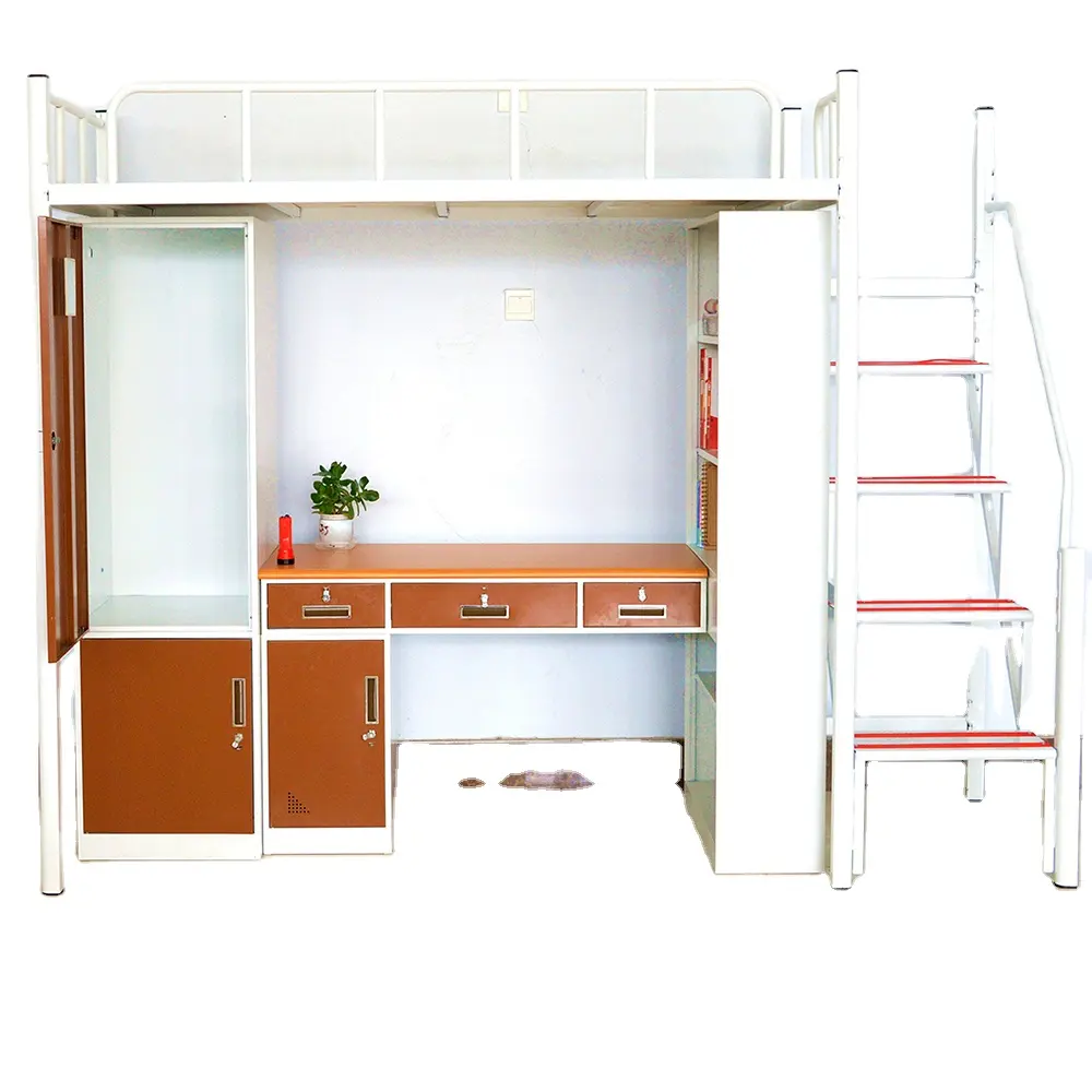 Newest Design College Student Dormitory Metal Apartment Loft BedとDesk