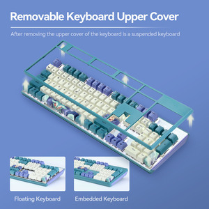 Teclado retroiluminado RGB personalizado con cable USB de escritorio 104 teclas de moda azul diseño chino teclado óptico para juegos para ordenador PC - Product Image 4