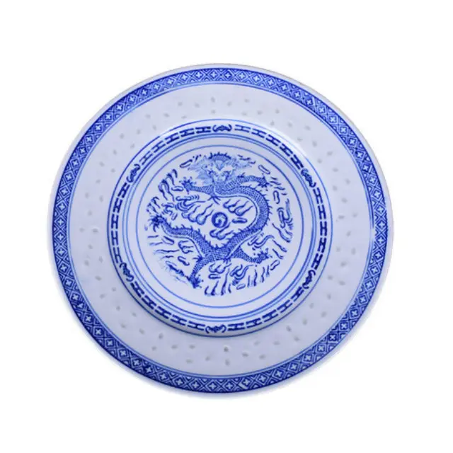 Jingdezhen Blue And White Porcelain footed Old-fashioned Retro Nostalgic Chinese Style Commercial Tableware Round Plate Dishes