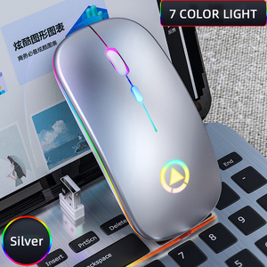 Batería recargable integrada, ratón inalámbrico con Bluetooth, versión 2,4 Ghz, con luz colorida - Product Image 3