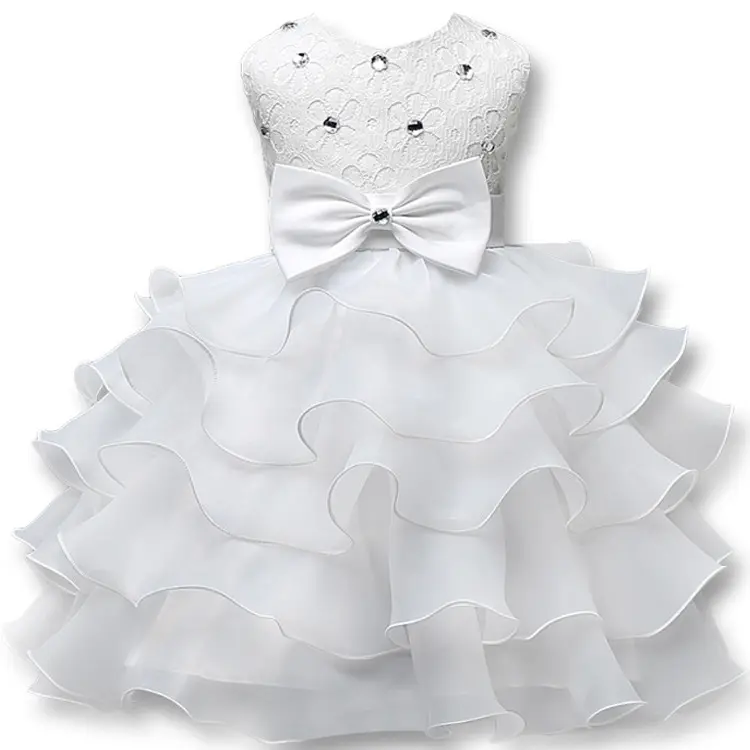 الأفضل مبيعًا فستان الأميرات الصغيرات فساتين بيضاء لارتداء الأطفال من 6 أشهر إلى 7 سنوات