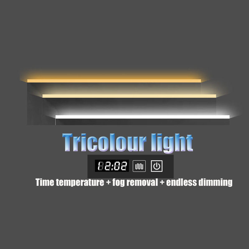 Tri-color light dimming time/temperature anti-fog