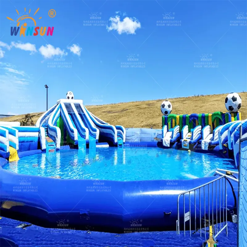 Commerciële Kwaliteit Waterglijbaan Park Opblaasbare Bounce Huis Grote Glijbaan Springkasteel Outdoor Bounce Huis Met Waterglijbaan Park