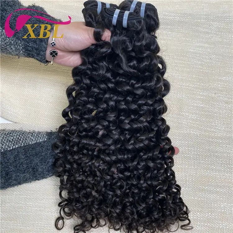 XBL unprocessed top quality human hair extensions bouncy jerry curl natural hair weave raw virgin peruvian human hair bundles