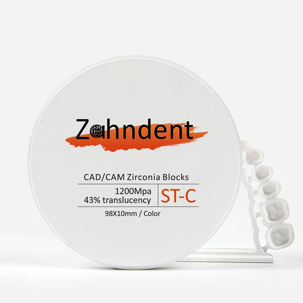 Zahndent Cakram Dental Multilapis, Cakram Keramik Zirkonia, Cakram Kosong untuk Dental, Blok Cad Cam Zirkonia 98Mm