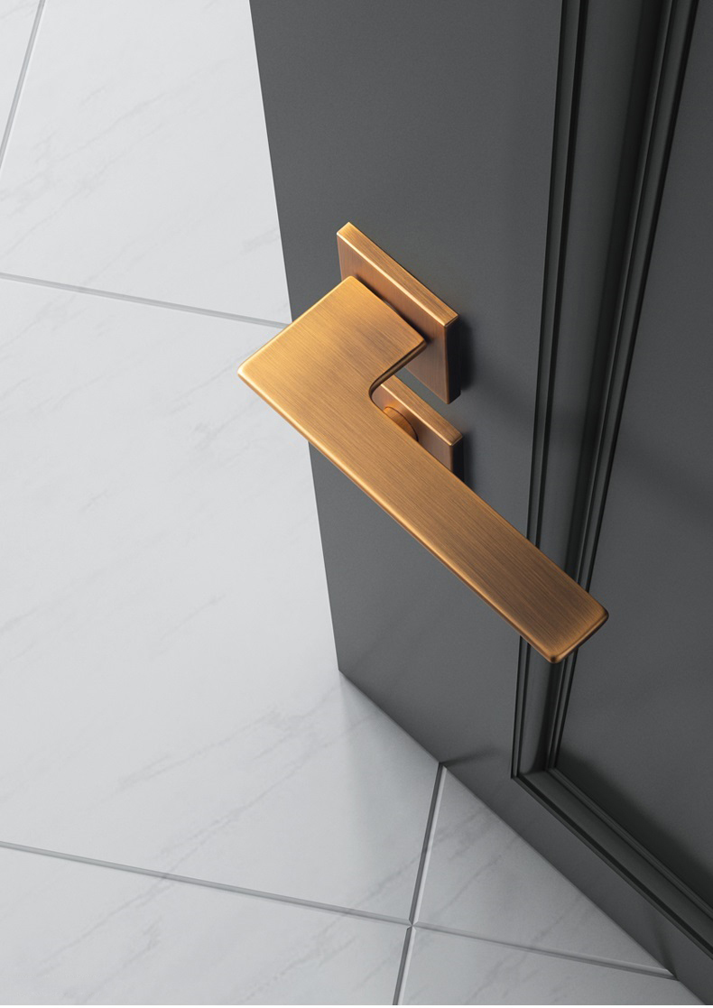 Safety Black Zinc Alloy Interior Door Handle Lever Lock With  Mortise Lock Door Handle