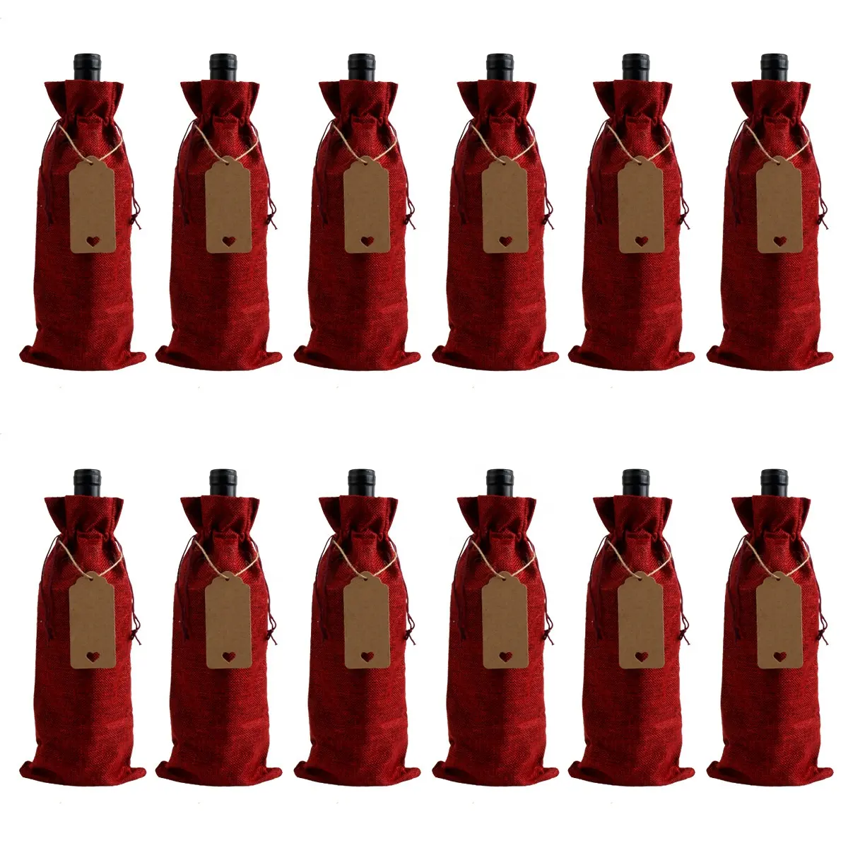 WETRUST-bolsas reutilizables de arpillera para vino tinto, bolsas de regalo con cordón