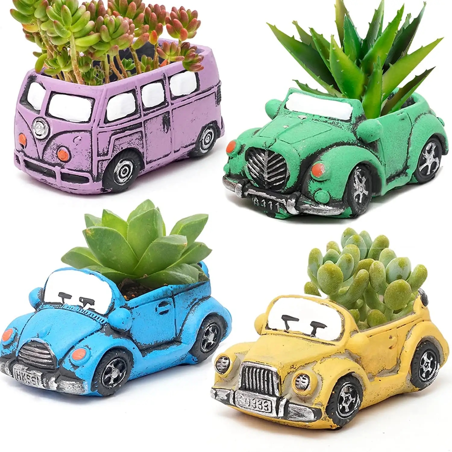 Macetas suculentas Retro creativas, decoración de coche Hippie, macetas pequeñas para jardín, adornos de césped, gran oferta