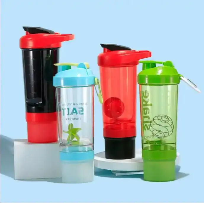 Bouteille d'eau potable pour le sport Bouteille d'eau de sport en plastique transparent sans Bpa Bouteille shaker de 500ml