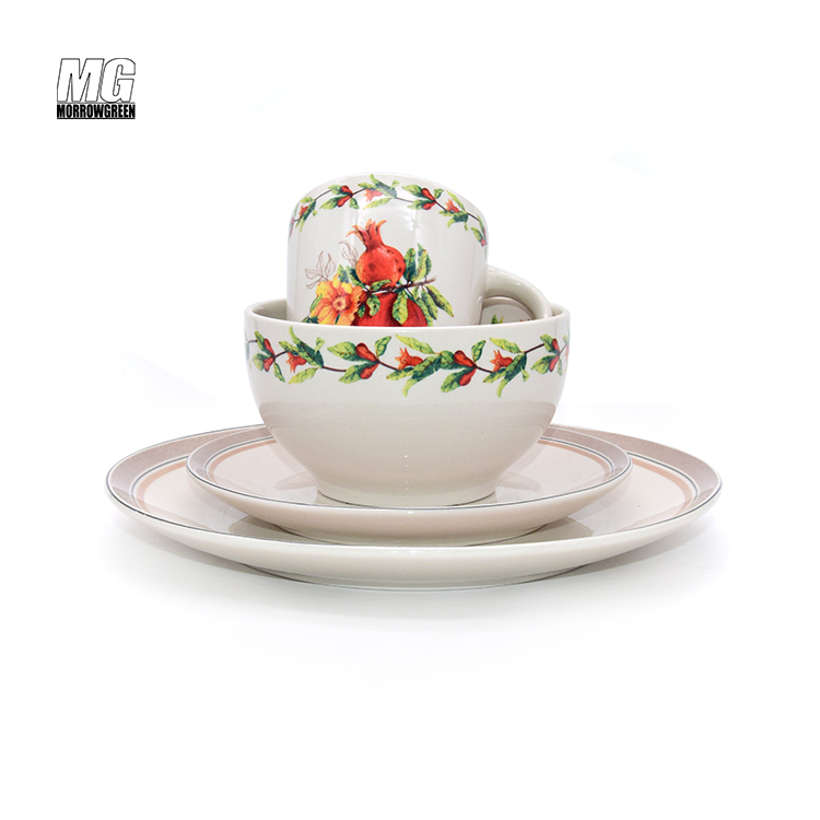 Stoneware Porcelain Wedding Engraving good quality concise design restaurant hotel plates sets dinnerware ceramic dinner