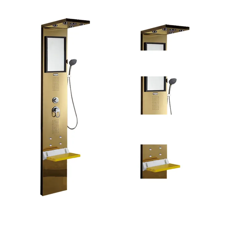 Oro Outdoor Colonna Doccia Set Specchio Pannello Doccia Rubinetto # BS-6965