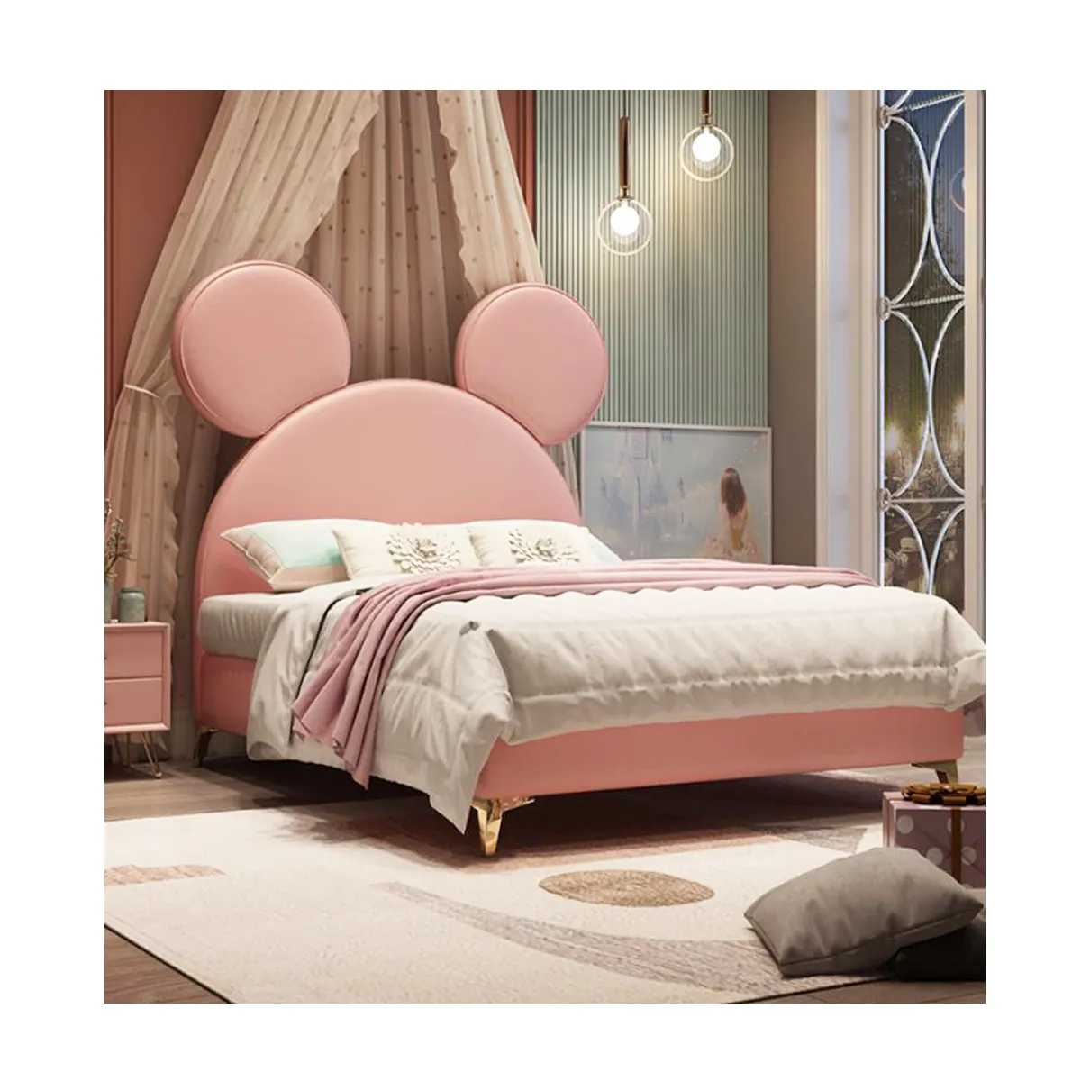 Cama de quarto infantil do mickey, camas estilo adoráveis para meninas e meninos