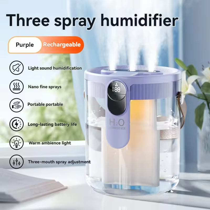 Triple-Spray Humidifier (Purple) USB Rechargeable Type