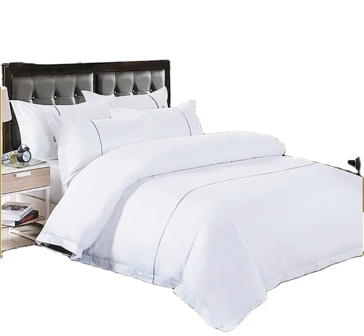 luxury white hotel bed sheets manufacturers in china 300TC bed linen for hospital