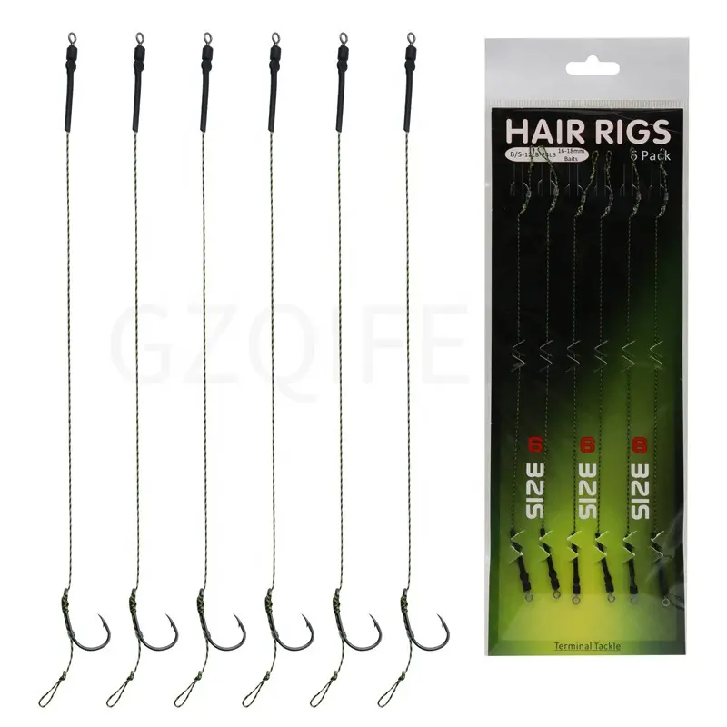 Carp Fishing Terminal Tackle Set Hair Rigs Thread Leader Line with Carp Hooks Swivels Sleeves for Rods