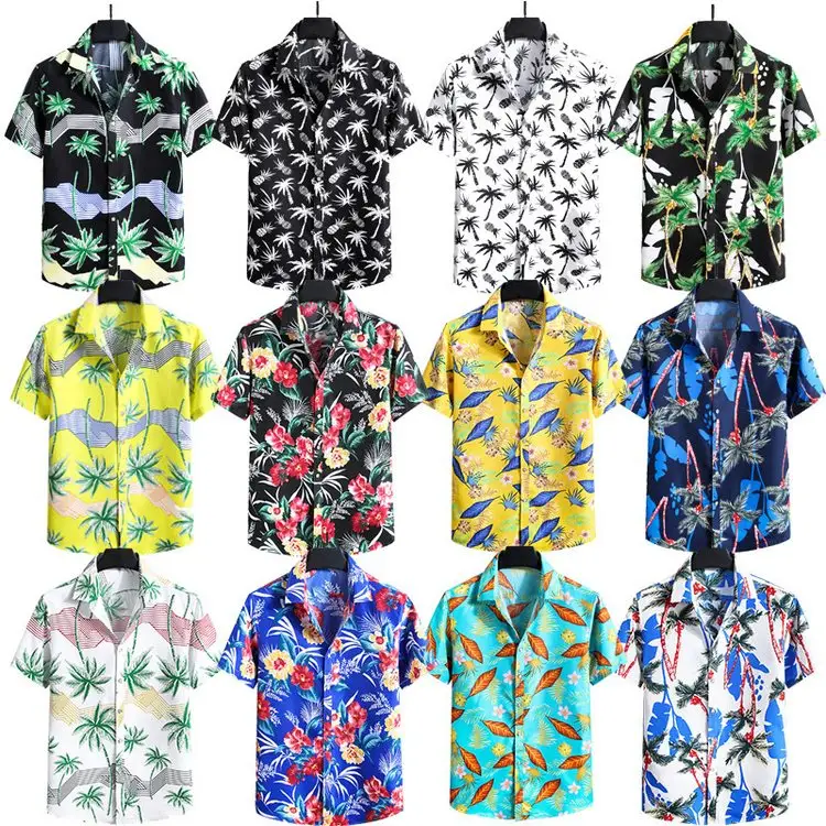 Personnalisé D'été Hawaï T-shirts Fiesta Camisa Hawaiana Algodon Par Hombre Chemise Hawaienne Aloha Plage Mens Tropical Chemise Décontractée