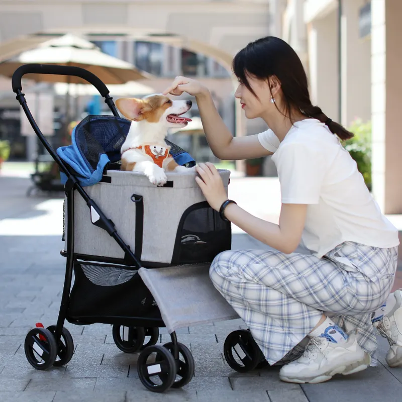 Hot Verkoop Huisdier Trolley Drager Met Wielen Hond Kinderwagen Voor Hond Reizen