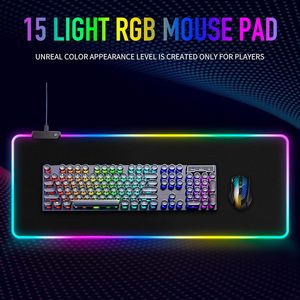 Mousepad משחקים גדולים 15 מצבי אור מגע שליטה מורחבת מקלדת מחשב רכה מקלדת מחשב רכים מחצלת non-החלקה gamer ללא להחליק גיימר esports 31.5x11. 8