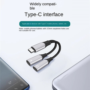 60W PD Splitter 2 in 1 tip C çift USB C ses şarj adaptörü tip C kulaklık hızlı şarj kablosu iphone 15 için - Product Image 6